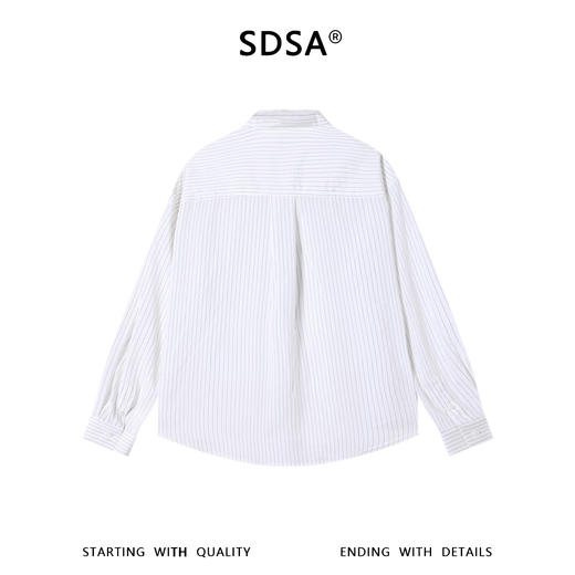 SDSA男装2026新款高贵轻奢日系复古撞色条纹立领长袖衬衫百搭休闲 商品图3