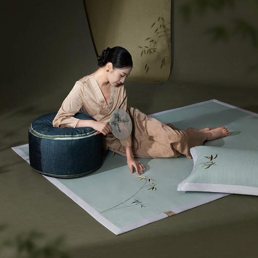 【高端系列 | 绣花软席】丝享河姆渡臻享柔藤绣花软席-翠竹柔软舒适家用凉席 商品图1