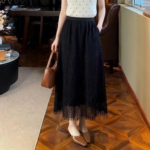 杳杳春时~设计感法式优雅高腰蕾丝半身裙女轻奢高级感松紧腰长裙 商品图2