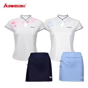 川崎 女款 短袖T恤/运动短裙 青花瓷国风系列 K1C02-D2154/K1C09-D2714