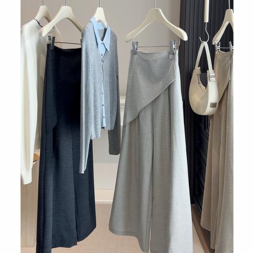 【不规则假两件西裤】屁帘阔腿裤春新款 小众设计感宽松直筒休闲裤潮 商品图0