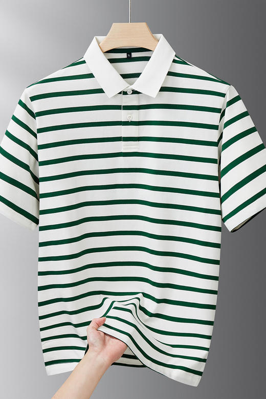 【DDS】大依优型大码男装夏季翻领条纹POLO衫短袖休闲百搭棉质上衣T恤 商品图5