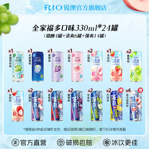 【超值全家福】RIO鸡尾酒微醺清爽强爽330ml*24罐赠玻璃杯2个 商品图1