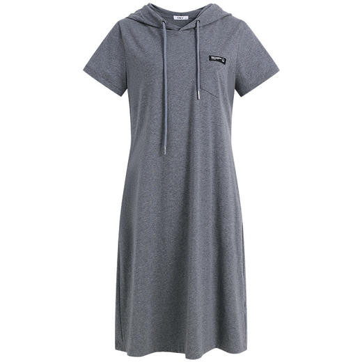 连帽短袖卫衣连衣裙女夏季2026年新款胖mm大码休闲运动中长款裙子 商品图4