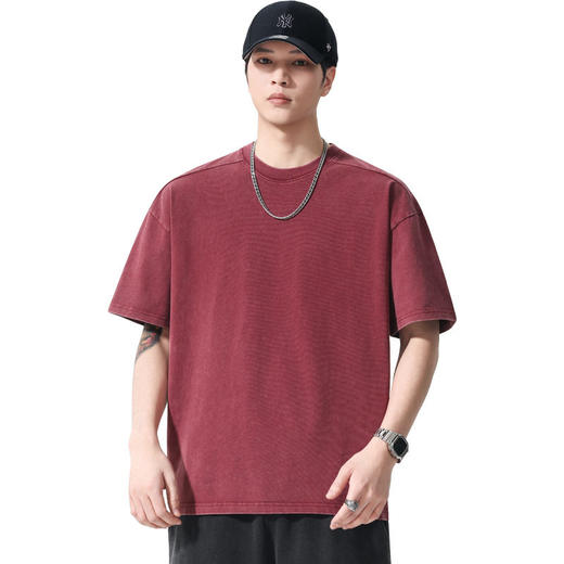 【DYG】【纯棉】大依优型大码男装夏季圆领短袖T恤怀旧重磅休闲短袖上衣 商品图4