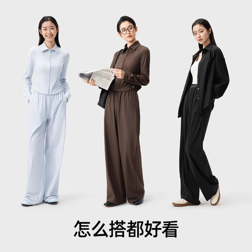 【品牌直发】小野和子防晒宽松直筒裤 新款冰丝凉感薄款显瘦运动裤子直筒阔腿长裤25SS0005 商品图0