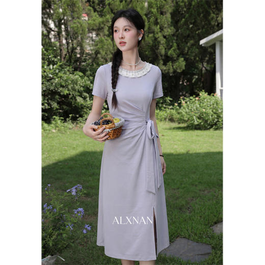 鹿向南「花海序幕」夏季新款慵懒感气质设计小众法式紫色连衣裙子 商品图2