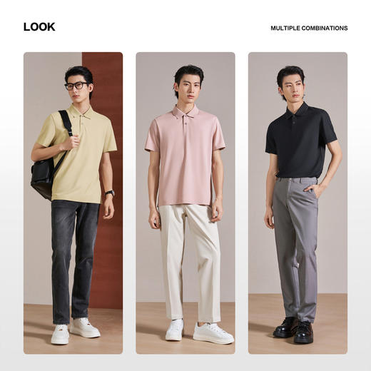 【无缝/桑蚕丝】柒牌男装26夏上新短袖POLO衫柔软舒适商务男上衣 130T70830 商品图2