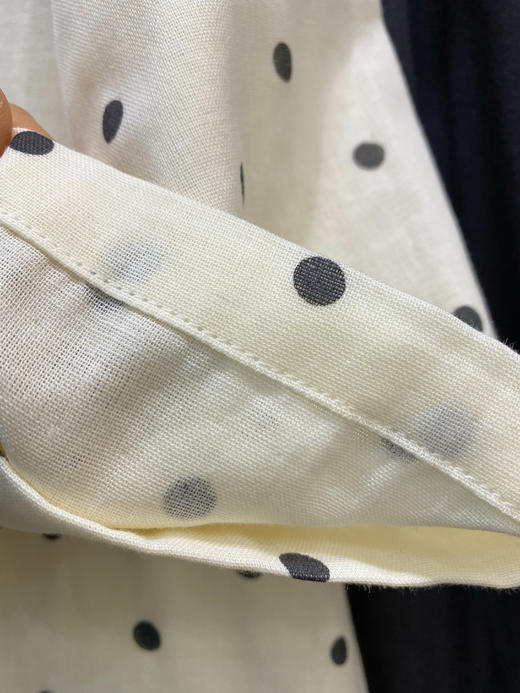 松植屋女款波点圆领七分袖九分裤纯棉纱布睡衣套装 商品图3