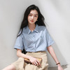 三彩2026夏季新款条纹衬衫刺绣宽松翻领休闲衬衣简约M 商品缩略图2