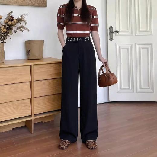 扶光白芷~100%亚麻高腰修身白色蕾丝阔腿裤女气质百搭垂感休闲裤 商品图3