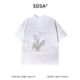 SDSA男装2026新款高贵轻奢潮牌渐变珠子花朵设计圆领短袖T恤百搭