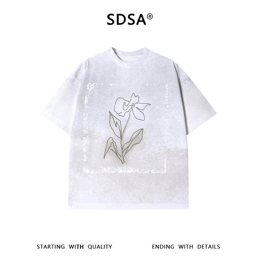 SDSA男装2026新款高贵轻奢潮牌渐变珠子花朵设计圆领短袖T恤百搭 商品图0