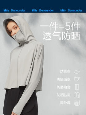 蕉下（beneunder）防晒衣女防紫外线夏季薄款防晒服女士披肩服短外套 远山灰/经典款