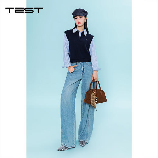 春上新学院风条纹拼接显瘦通勤上衣1261061 商品图1