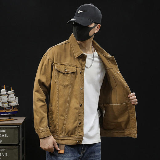 【DYG】大依优型大码男装春秋重磅牛仔夹克复古工装牛仔夹克长袖棉质外套 商品图1