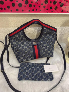 GUCCI Giglio 小号 丹宁 蓝色 托特包