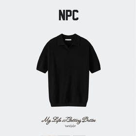 NPC潮牌老钱风华夫格肌理海鸥领男士短袖POLO衫亚麻混纺NP62TP14