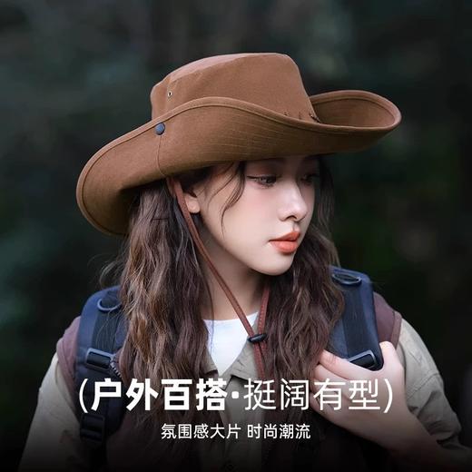 西部牛仔帽男女户外徒步登山帽夏季草原骑马川西旅游遮阳帽渔夫帽 商品图3