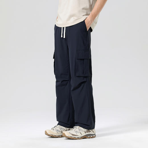 gxgjeans男装26夏款登山户外运动工装裤抽绳系带纯色男士休闲裤宽松阔腿裤K&C 商品图1