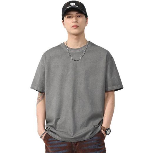 【DYG】大依优型大码男装夏季纯色圆领短袖美式复古休闲棉质短袖T恤上衣 商品图4