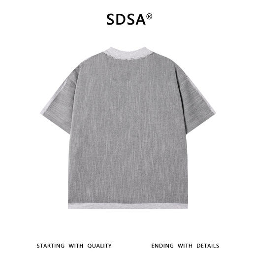 SDSA男装2026新款高贵轻奢时尚拼接撞色肌理感圆领短袖T恤百搭潮 商品图4