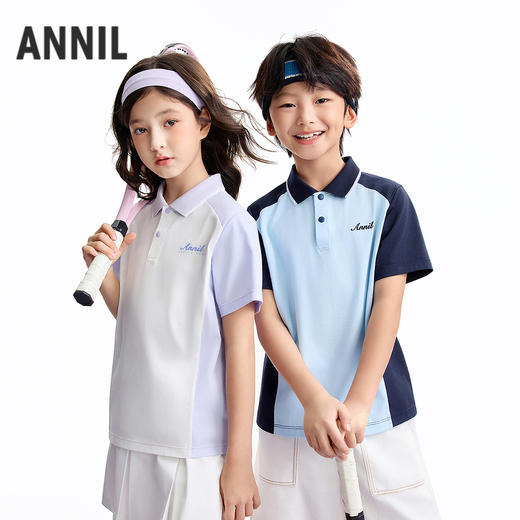 男女童翻领短袖针织衫夏季新款安奈儿童装EM621653 商品图2