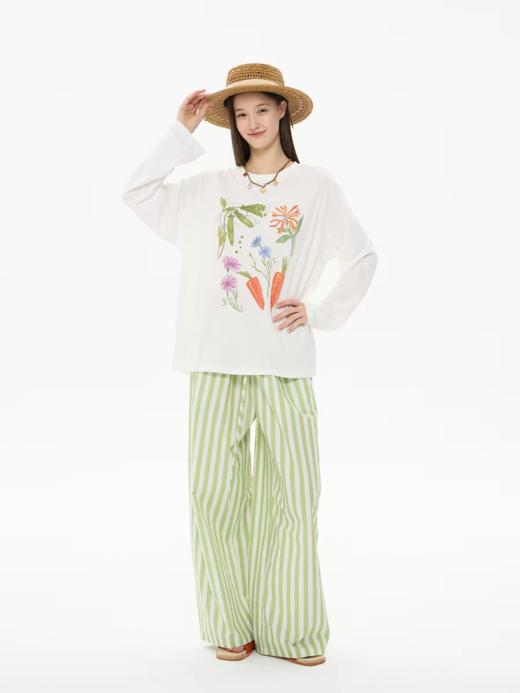 heris/H61129/假日果蔬印花 薄透雪花棉针织 宽松大版型长T防晒 商品图3