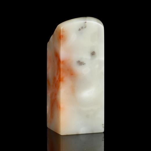 孤品18039老挝石红花冻石带皮素章姓名章藏书章2.8*2.8*7.2cm 商品图1