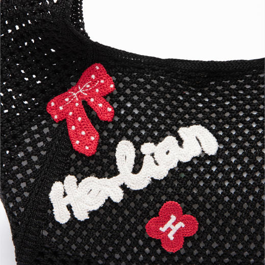 HERLIAN 2026年春季新品蝴蝶结仿手绣刺绣标镂空女士手提包 商品图3