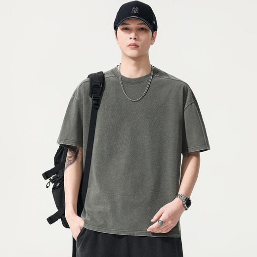 【DYG】【纯棉】大依优型大码男装夏季圆领短袖T恤怀旧重磅休闲短袖上衣 商品图1