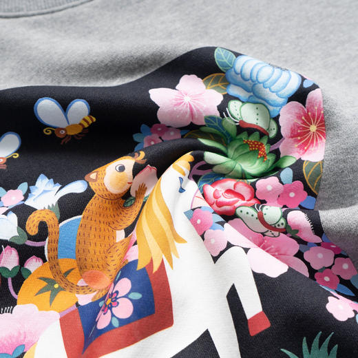 「高货yn」全新升级【铂金会员201/天猫269/差价68】(02155)洛诗琳气质长绒棉印花上衣2026新款毛圈布宽松百搭卫衣 商品图3