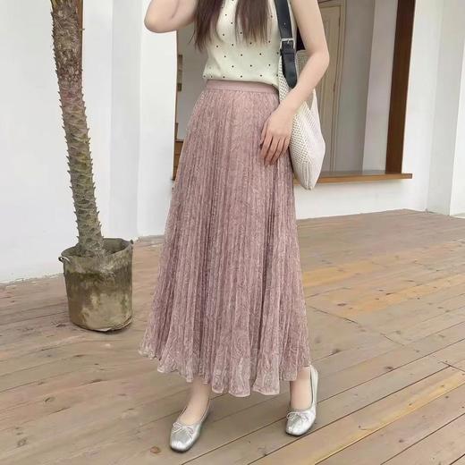 巴塞光影~度假风复古印花压褶大摆半身裙女高腰遮肉显瘦网纱裙 商品图2