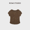 ROMI STUDIO“文艺复古”轻量化高弹针织V领镂空修身短袖RWDSSL3042 商品缩略图0