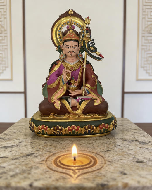 彩绘铜莲师摆件高15cm 商品图1