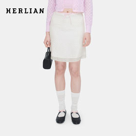 HERLIAN 2026年夏季新品蝴蝶结装饰波点A字短裙女半身裙
