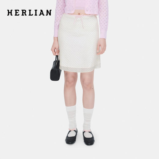 HERLIAN 2026年夏季新品蝴蝶结装饰波点A字短裙女半身裙 商品图0
