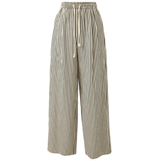 三彩2026夏季新款休闲裤条纹高腰宽松阔腿裤长裤慵懒轻薄M 商品图4