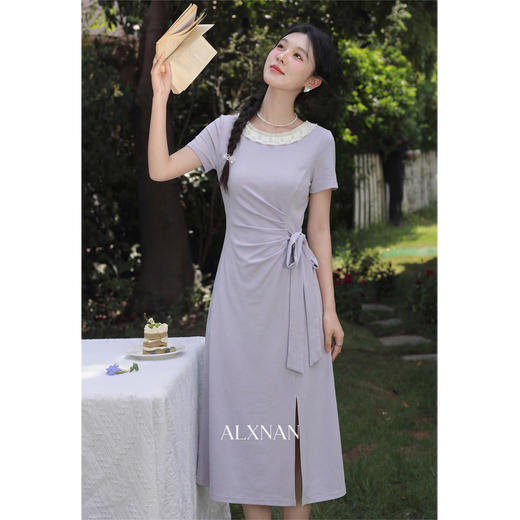 鹿向南「花海序幕」夏季新款慵懒感气质设计小众法式紫色连衣裙子 商品图1