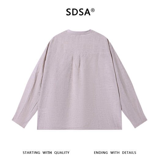 SDSA男装2026新款高贵轻奢简约休闲口袋拼接V领长袖T恤百搭上衣 商品图4