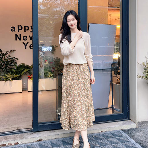 火桐hooton铂金系列 暖枝 双层真丝乔其半裙 商品图2