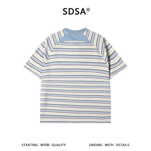 SDSA男装2026新款轻奢韩系撞色tia条纹刺绣字母圆领短袖T恤百搭 商品图1