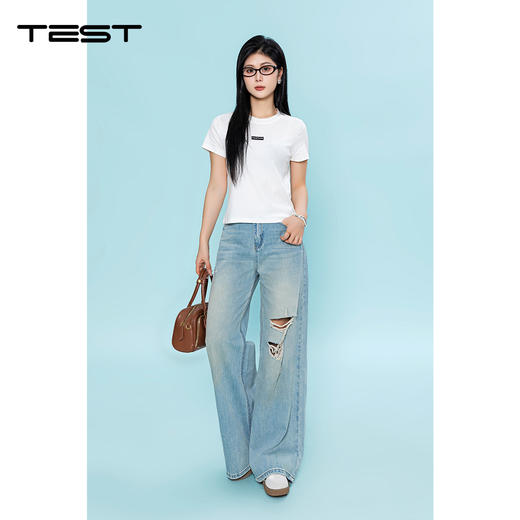 春上新简约韩系正肩白色短袖T恤1261046 商品图1