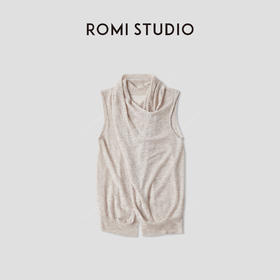ROMI STUDIO“知性优雅”100水溶羊毛轻柔交叉领无袖打底RWCASG5548