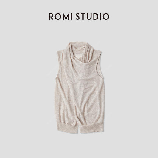 ROMI STUDIO“知性优雅”100水溶羊毛轻柔交叉领无袖打底RWCASG5548 商品图0