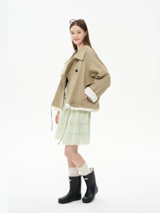 heris/H61122/苹果绿轻盈垂感 花边层次拼接 中长A字蛋糕裙半身裙 商品图2