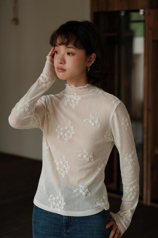 叠穿氛围风知花信刺绣蕾丝打底 商品图3