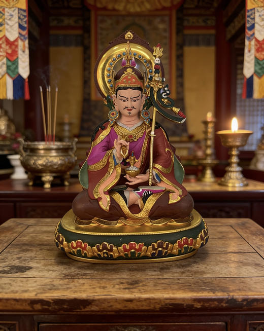 彩绘铜莲师摆件高15cm 商品图0