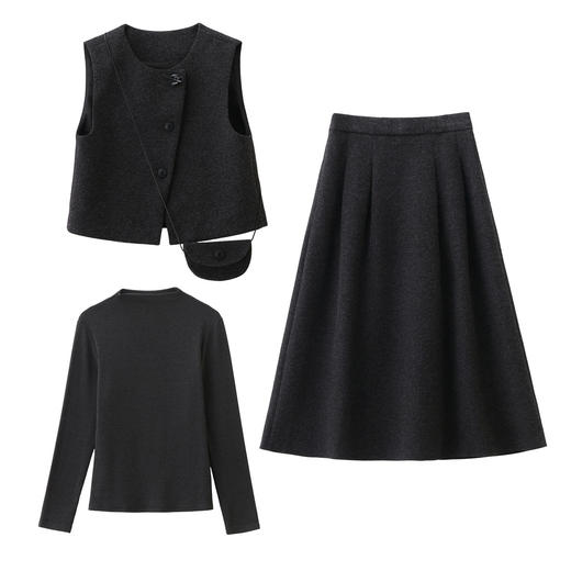 高级感时尚休闲套装裙新款轻熟风气质优雅马甲半身裙四件套 商品图4