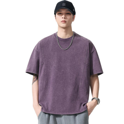 【DYG】大依优型大码男装夏季圆领短袖T恤纯棉重磅美式复古短袖上衣胖子 商品图4